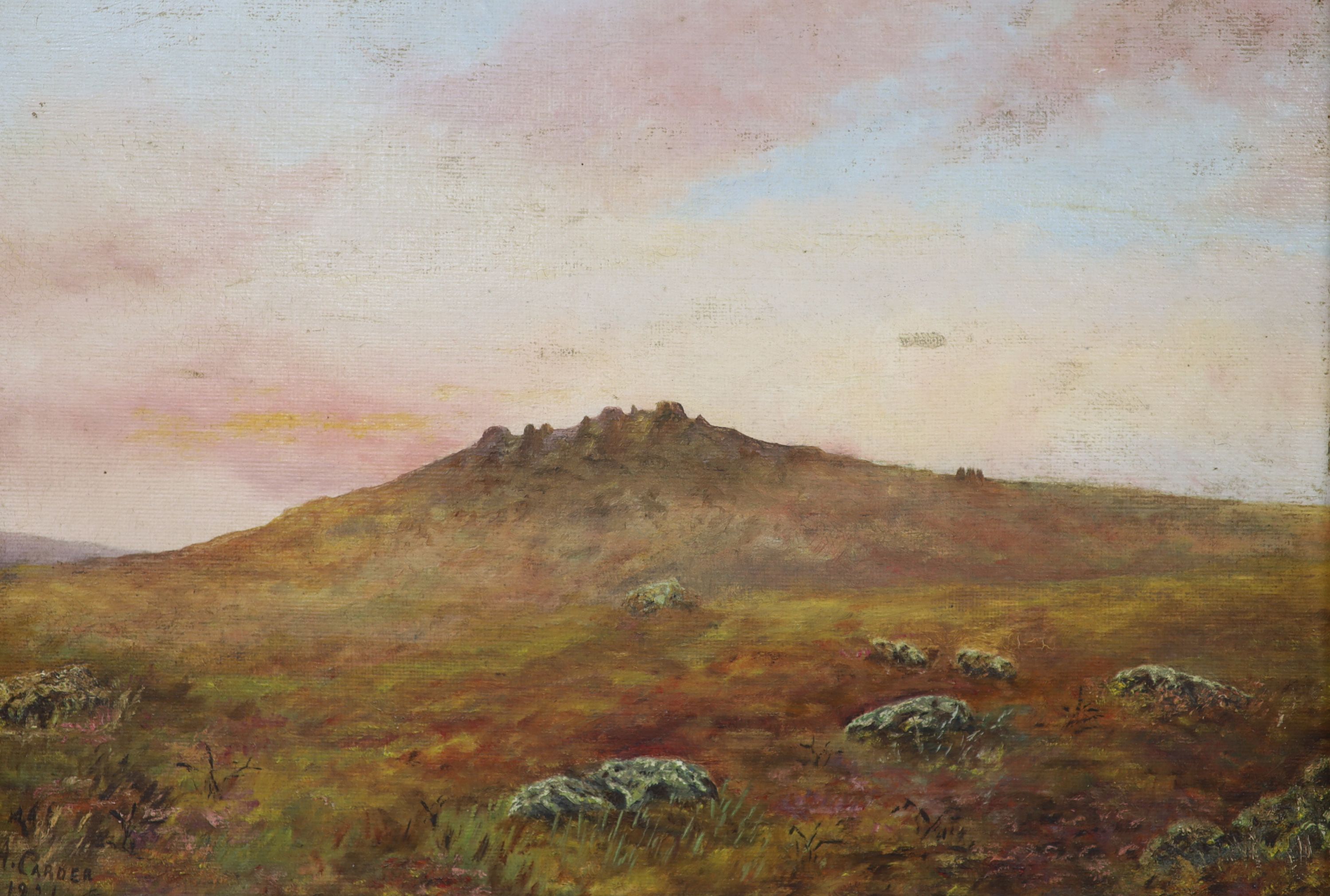 A. Carder, oil on canvas board, Moorland scene, signed and dated 1921, 24 x 34cm